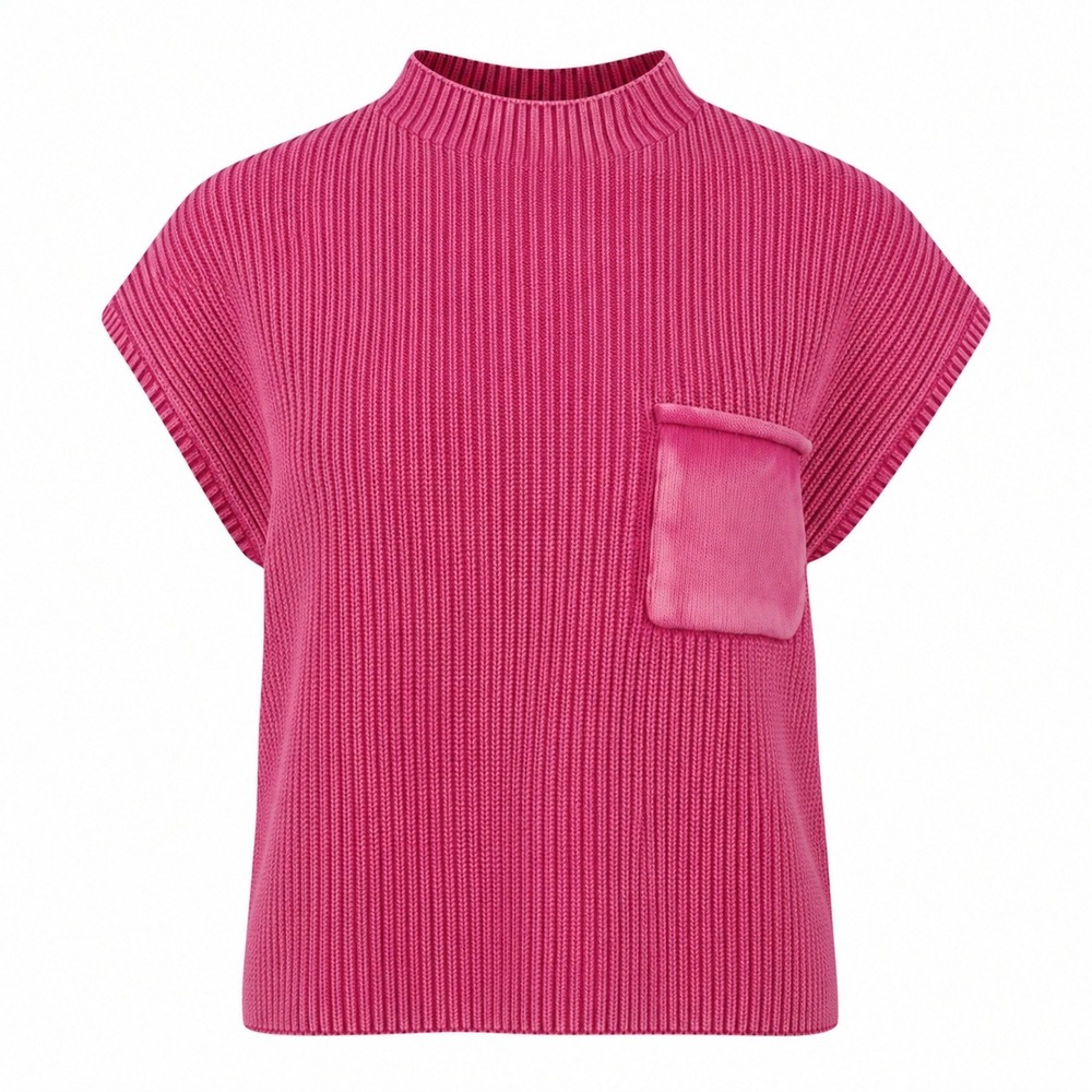 New Zenana Ribbed Sweater‎ Vest L XL Pink Mock Neck Oversized Barbiecore Layer